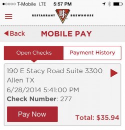 BJ's Restaurant Mobile Pay