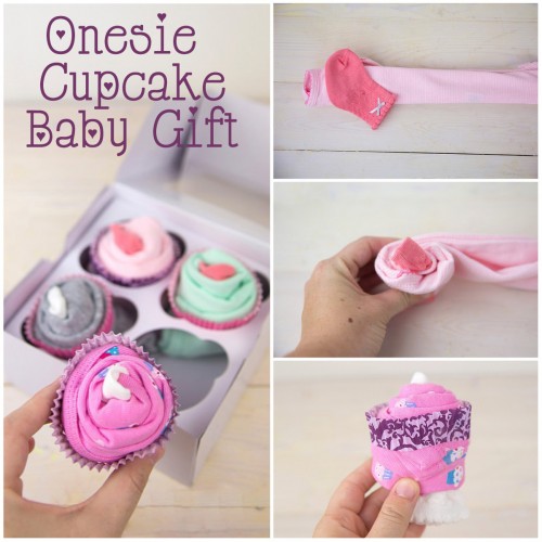 Onesie Cupcake Baby Shower Gift Text