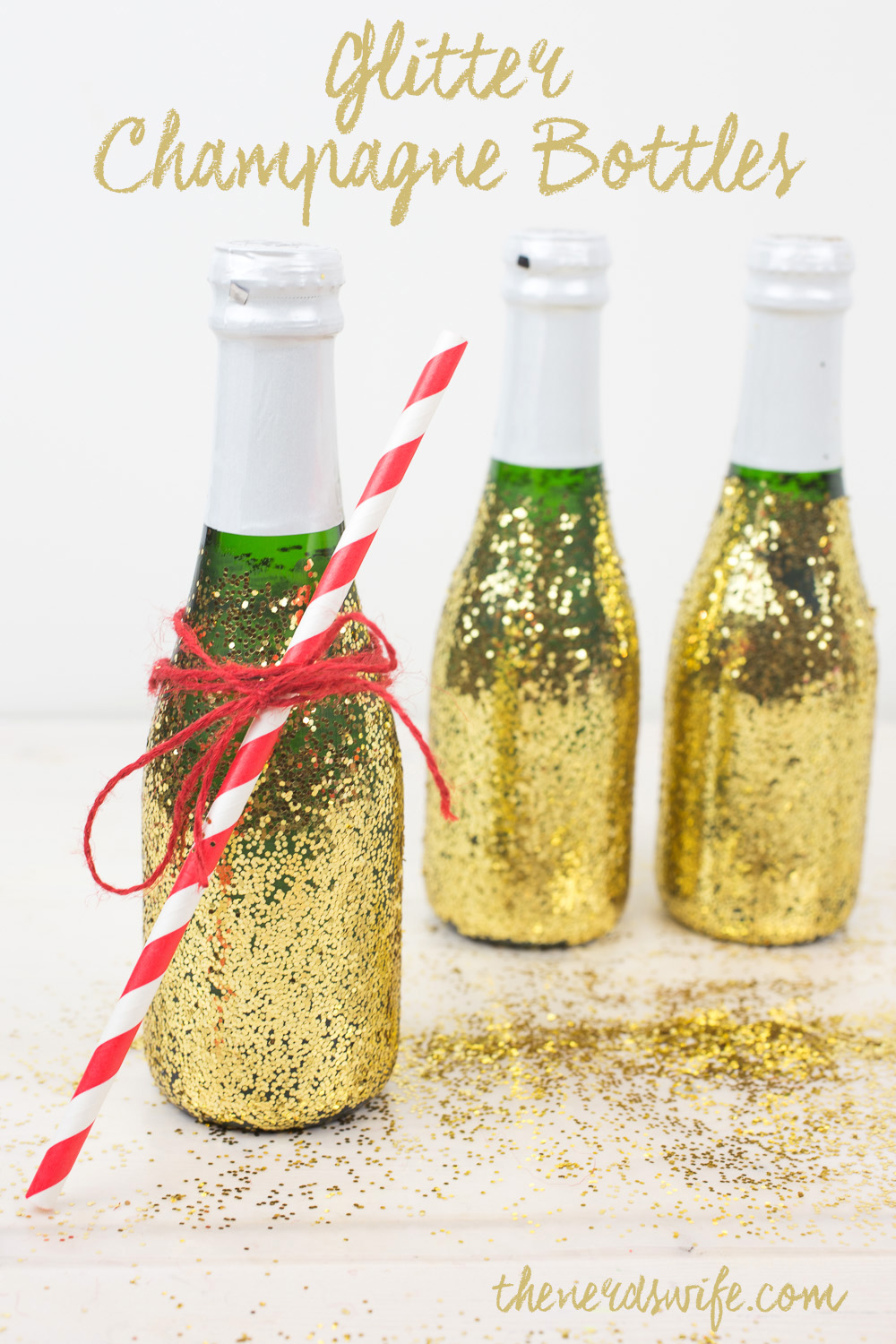 DIY Glitter Champagne Glasses