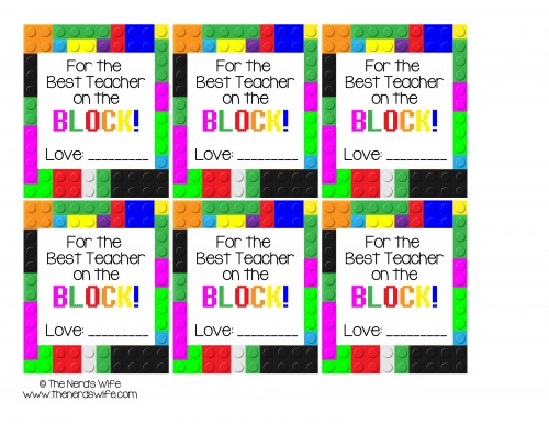 Best Teacher on the Block LEGO Gift Tag