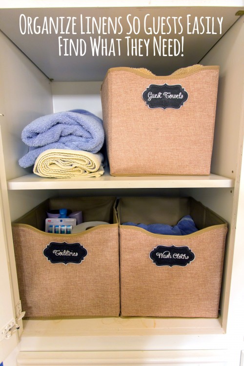 Organize Linens in Bins