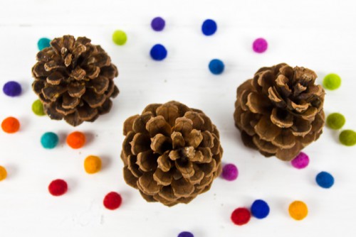 Pom Pom Pine Cone Ornaments