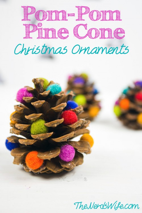 Pom Pom Pine Cone Christmas Ornaments