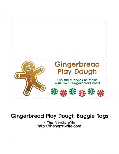 Gingerbread Play Dough Baggie Tags