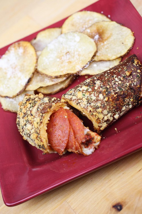Pepperoni Sandwich and Parmesan Chips