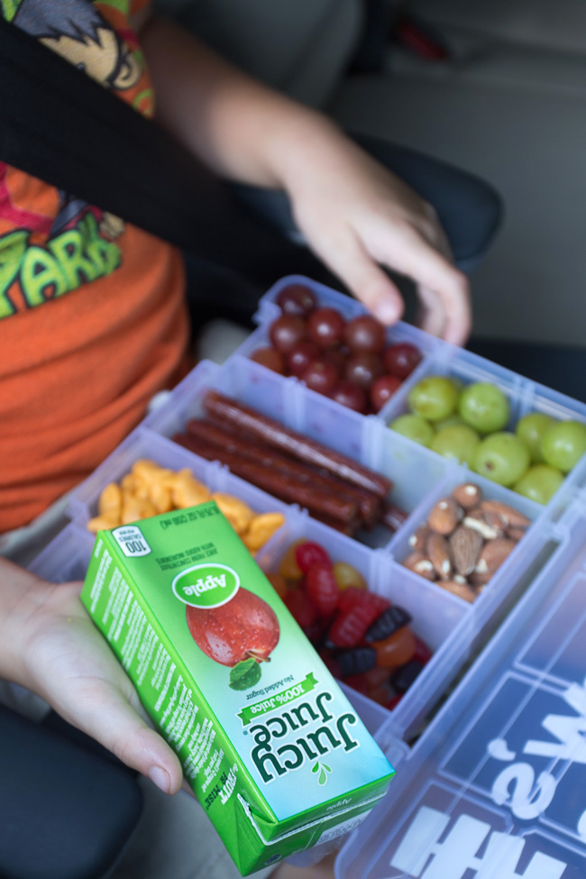 Road trip idea for toddler- tackle box with snacks