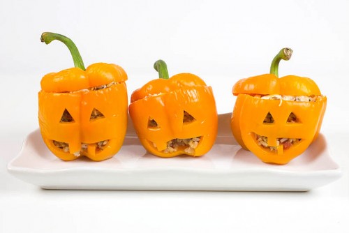 Jack-o-Lantern Stuffed Peppers