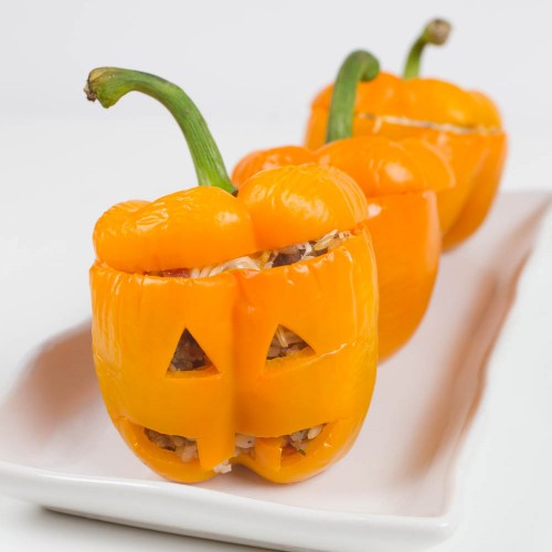 Jack-o-Lantern Stuffed Peppers-5