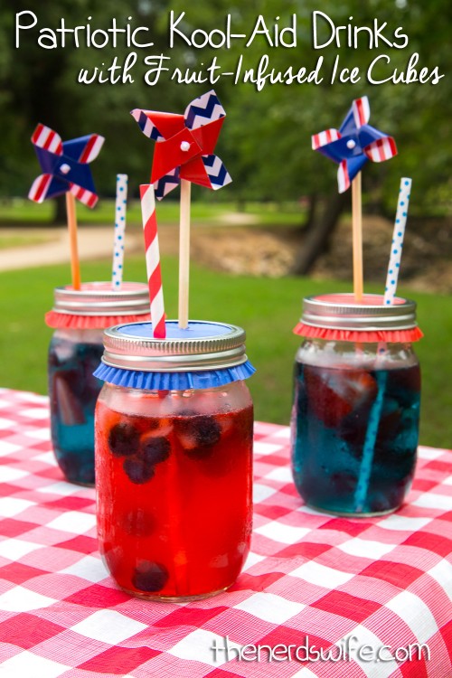Patriotic Kool-Aid with Fruit-Infused Ice Cubes